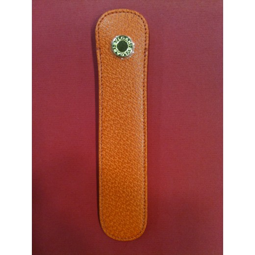 Etui pour stylo Bulgari en cuir orange