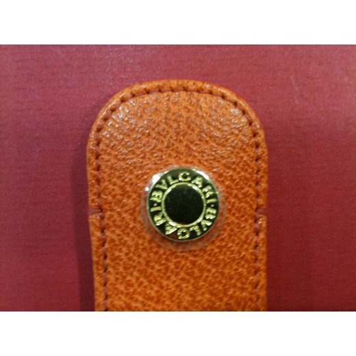 Etui pour stylo Bulgari en cuir orange