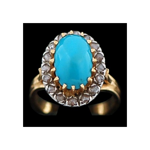 Bague moderne 2 ors, turquoises et diamants