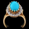 Bague moderne 2 ors, turquoises et diamants