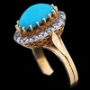 Bague moderne 2 ors, turquoises et diamants