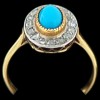 Bague ancienne 2 ors, turquoise et diamants