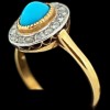 Bague ancienne 2 ors, turquoise et diamants