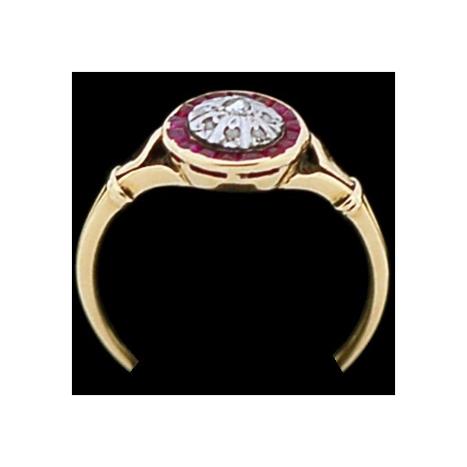 Bague ancienne 2 ors, diamants et rubellites