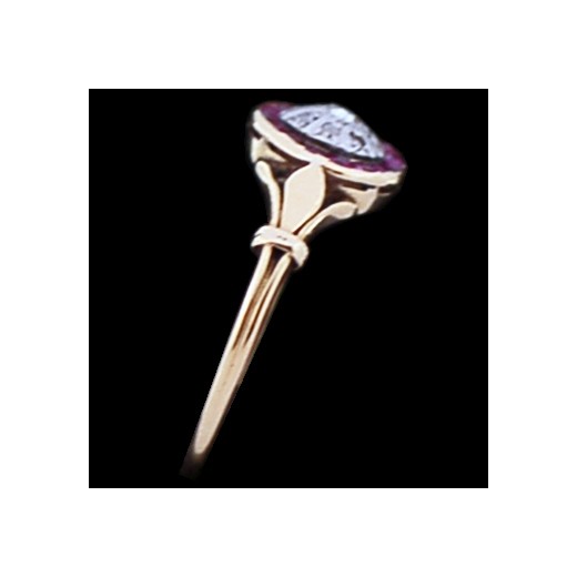 Bague ancienne 2 ors, diamants et rubellites