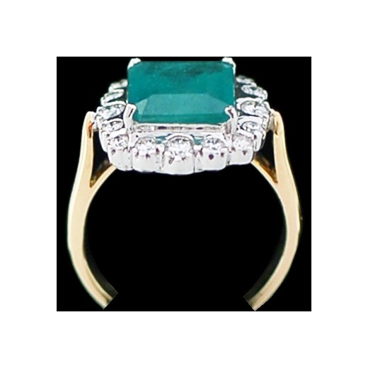 Bague moderne style marguerite en or, émeraude et diamants