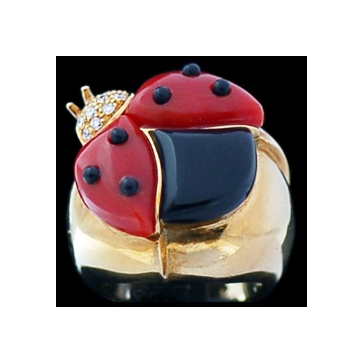 Bague De Grisogono Coccinelle en or, corail, onyx et diamants