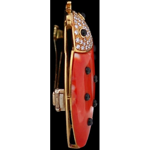 Broche Rétro Coccinelle Avec Cristaux – Style Vintage, Couleur Or, état Très Bon