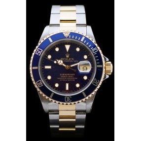 Montre Rolex Submariner Date Bleue en or et acier