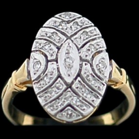 Bague moderne Marquise 2 ors et diamants