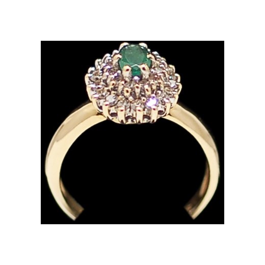 Bague moderne Marquise Émeraude et Diamants