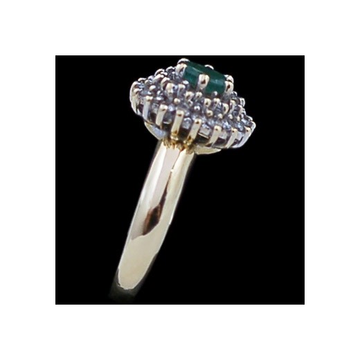 Bague moderne Marquise Émeraude et Diamants