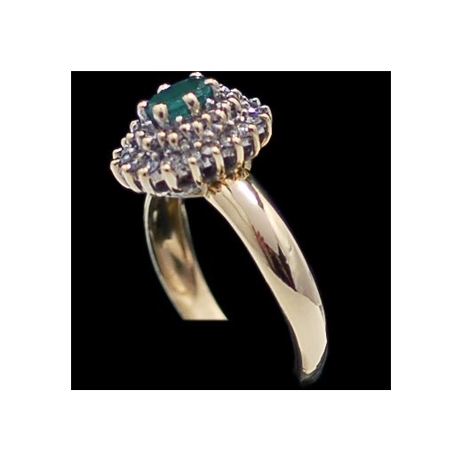 Bague moderne Marquise Émeraude et Diamants
