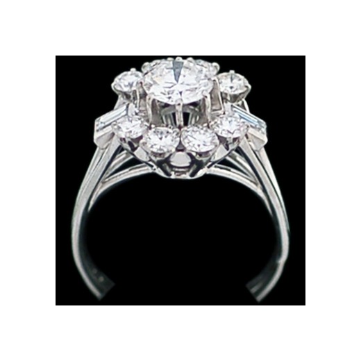 Bague marguerite en platine et diamants