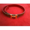 Ceinture Hermès H en cuir réversible gold/rouge