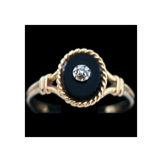 Bague ancienne 2 ors, onyx et diamant