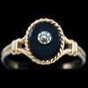 Bague ancienne 2 ors, onyx et diamant