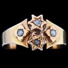 Bague ancienne en or, diamants et perle