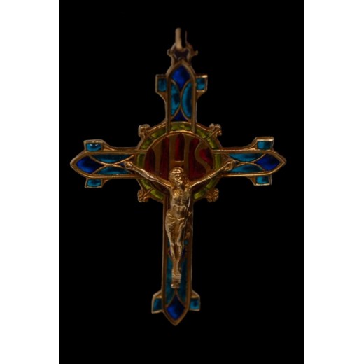 Pendentif Croix Or et Vitraux