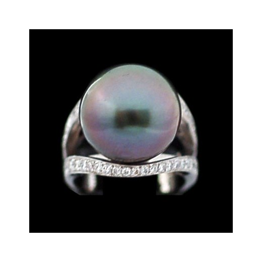 Bague moderne en or, diamants et perle de Tahiti