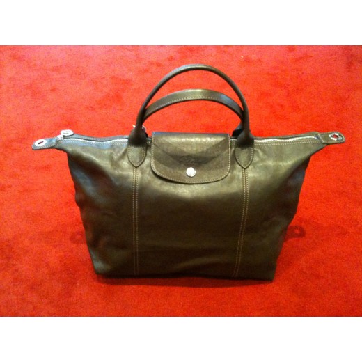 Sac Longchamp pliage en cuir chocolat