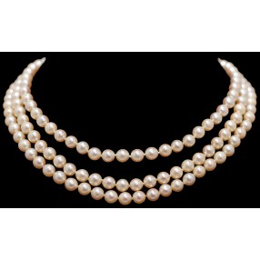Collier ancien 3 rangs de perles en or, platine et diamants