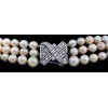 Collier ancien 3 rangs de perles en or, platine et diamants