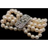 Bracelet ancien 4 rangs de perles en or, platine et diamants