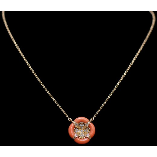 Collier Fleur en or, corail et diamants