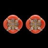 Boucles d'oreilles Fleur en or, corail et diamants