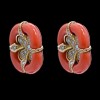 Boucles d'oreilles Fleur en or, corail et diamants