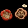 Boucles d'oreilles Fleur en or, corail et diamants