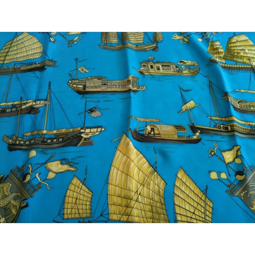 Carré Hermès Jonques et Sampans en soie
