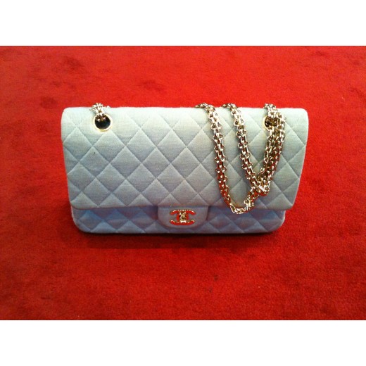 Sac Chanel 2.55 en Jersey bleu 