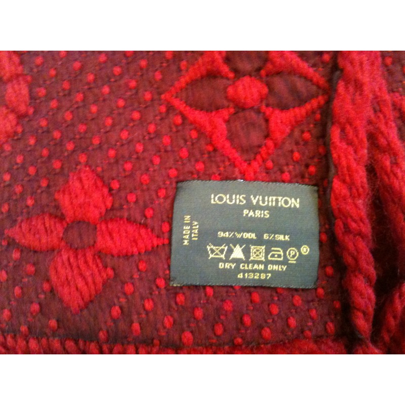 Echarpe Louis Vuitton rouge en laine et soie