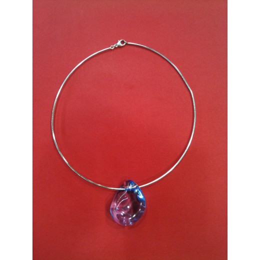 Collier Baccarat Galet bleu