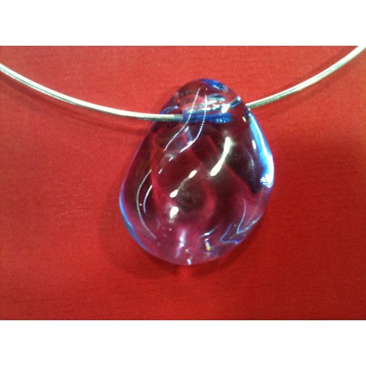 Pendentif Cristal Rouge Baccarat 'Galet' Avec Cordon & Boîte - Occasion