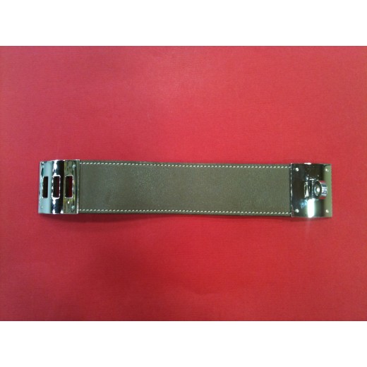 Bracelet Hermès Kelly Dog tour en cuir taupe