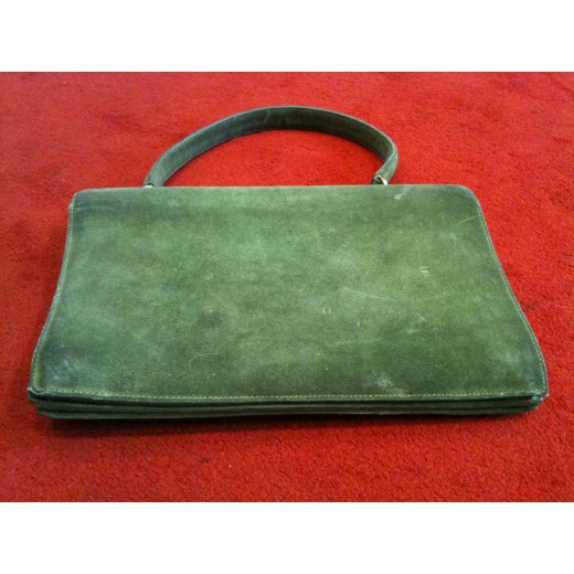 Sac Hermès vintage en daim vert