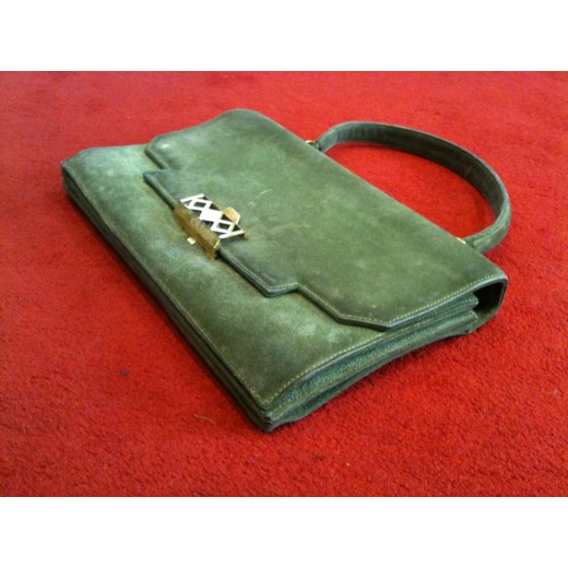 Sac Hermès vintage en daim vert