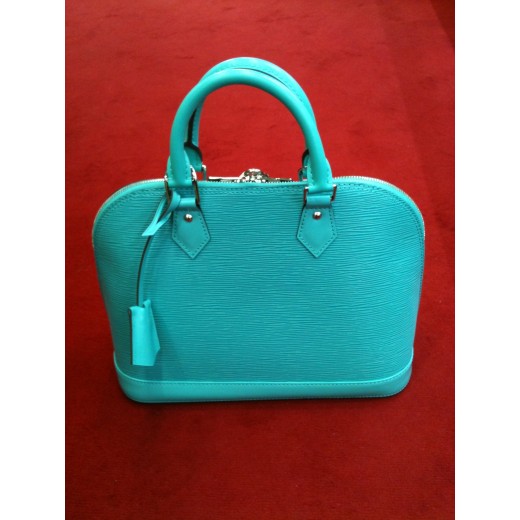 Sac Louis Vuitton Alma PM en cuir épi turquoise