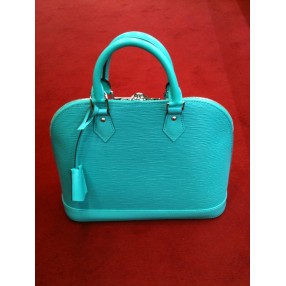 Sac Louis Vuitton Alma PM en cuir épi turquoise