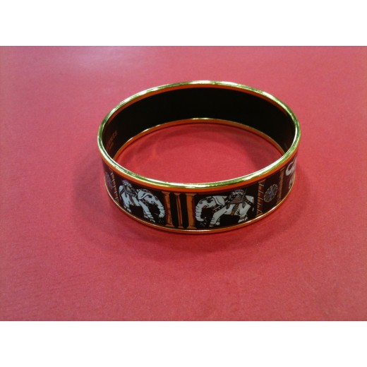 Bracelet Hermès en émail et plaqué or