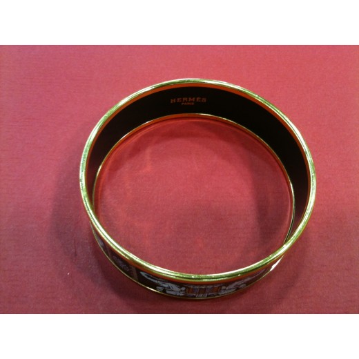 Bracelet Hermès en émail et plaqué or