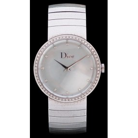 Montre Dior La D de Dior acier, nacre et diamants