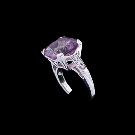 Bague Mauboussin Gueule D'amour - Or Blanc, Améthyste Et Diamants, Taille 48, 6.04 G
