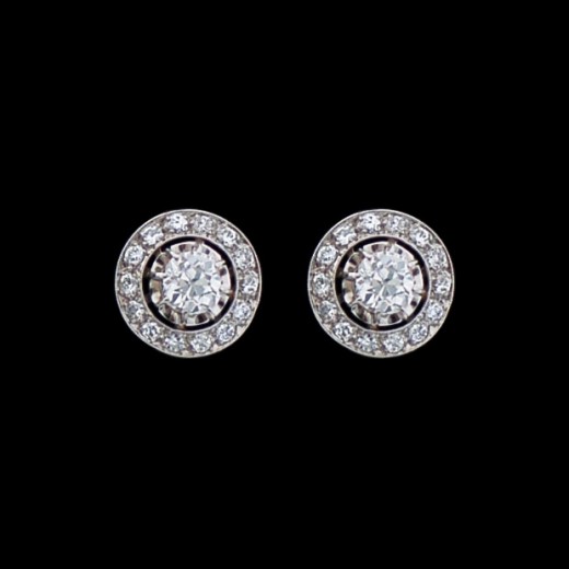 Boucles d'oreilles anciennes en or et diamants