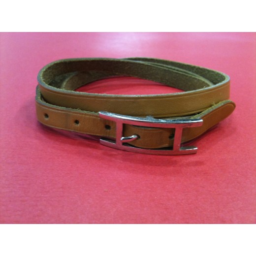 Bracelet Hermès Hapi 3 en cuir camel