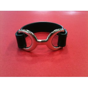 Bracelet Hermès Pavane en cuir noir