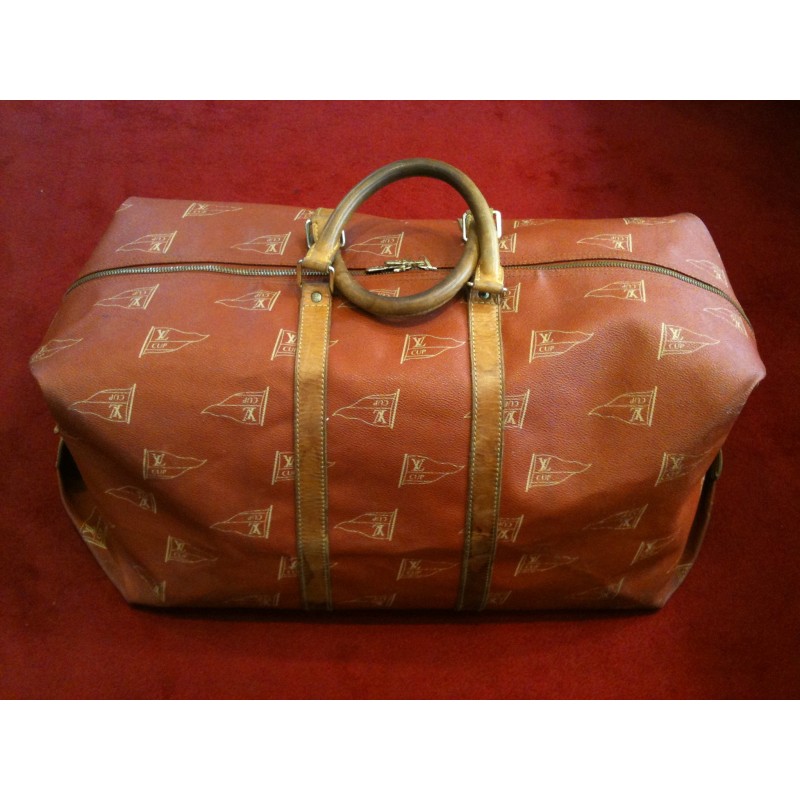 Sac de voyage Louis Vuitton Americas Cup en toile damier jaune et